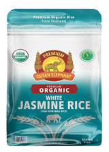 Queen Elephant Premium Organic White Jasmine Rice 2lbs Bag | Product of Thailand | USDA Certified Organic, Non-GMO, Kosher, Vegan & Gluten Free