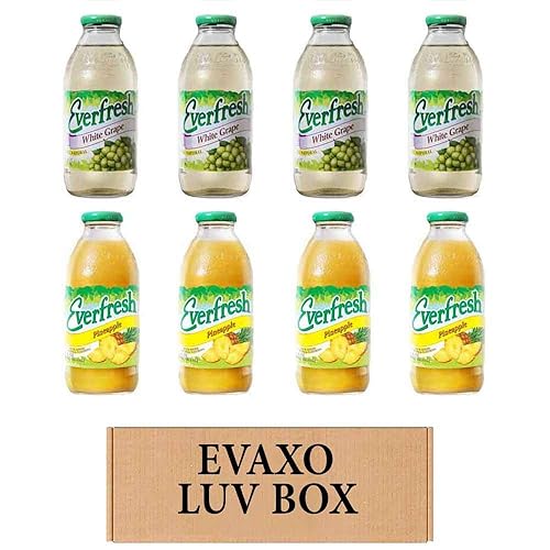 LUV BOX- variety Everfresh Juice 16 oz. pack of 8, Everfresh White Grape, Everfresh Pineapple Juice. by evaxo