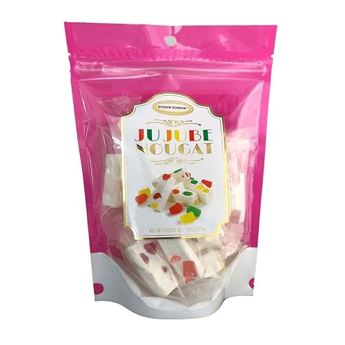 Golden Bonbon Italian Jujube Nougat Gluten Free Candy Soft Chewy With Fruity Jelly Beans Original Recipe, 5.3 Ounces