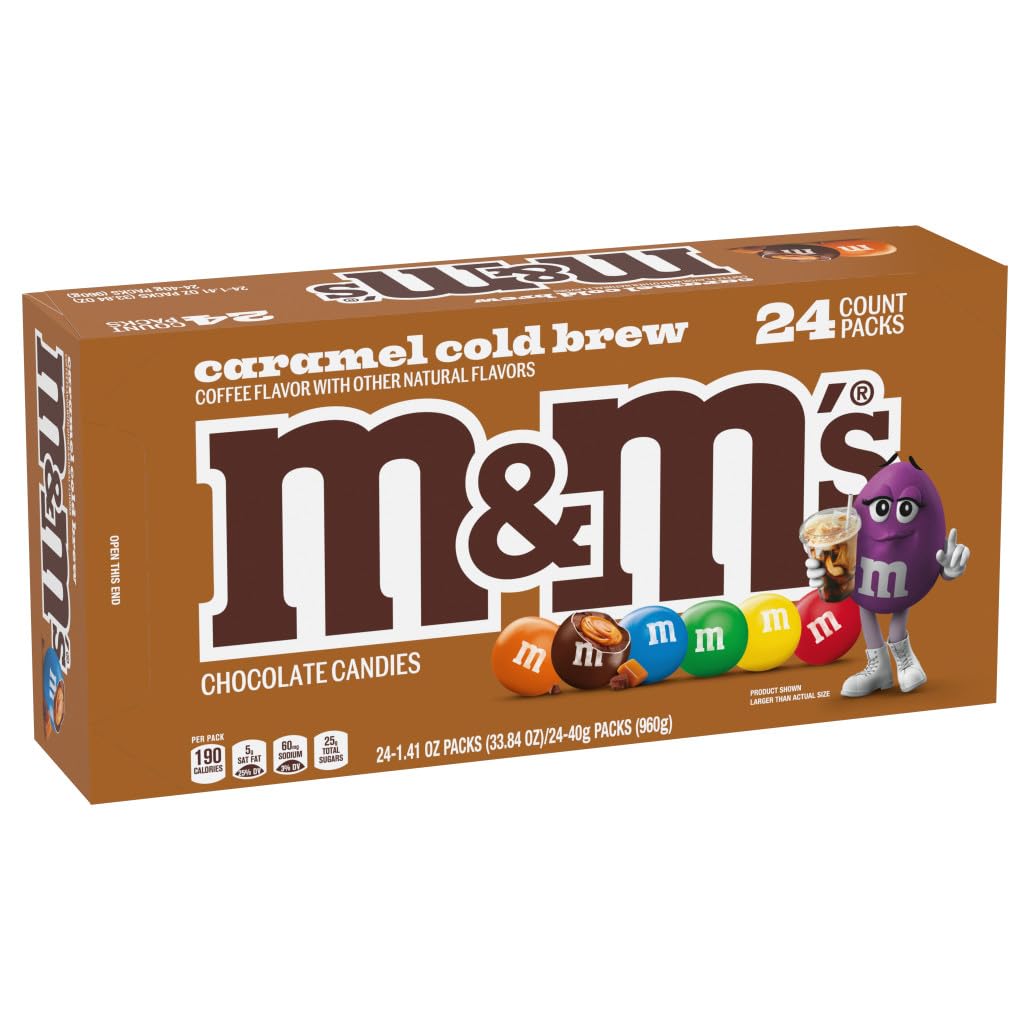 M&M'S Caramel Cold Brew Chocolate Candy Bulk Box of 24 Ct, 33.82 Oz