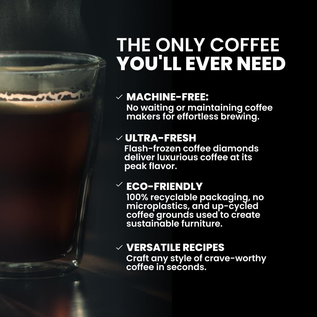 Luxury Instant Espresso - 160mg Caffeine, Hot or Iced Instant Coffees, Cold Brew Coffee, Double Shot Espresso, 24 Counts, 100 Arabica, Sugar Free, No