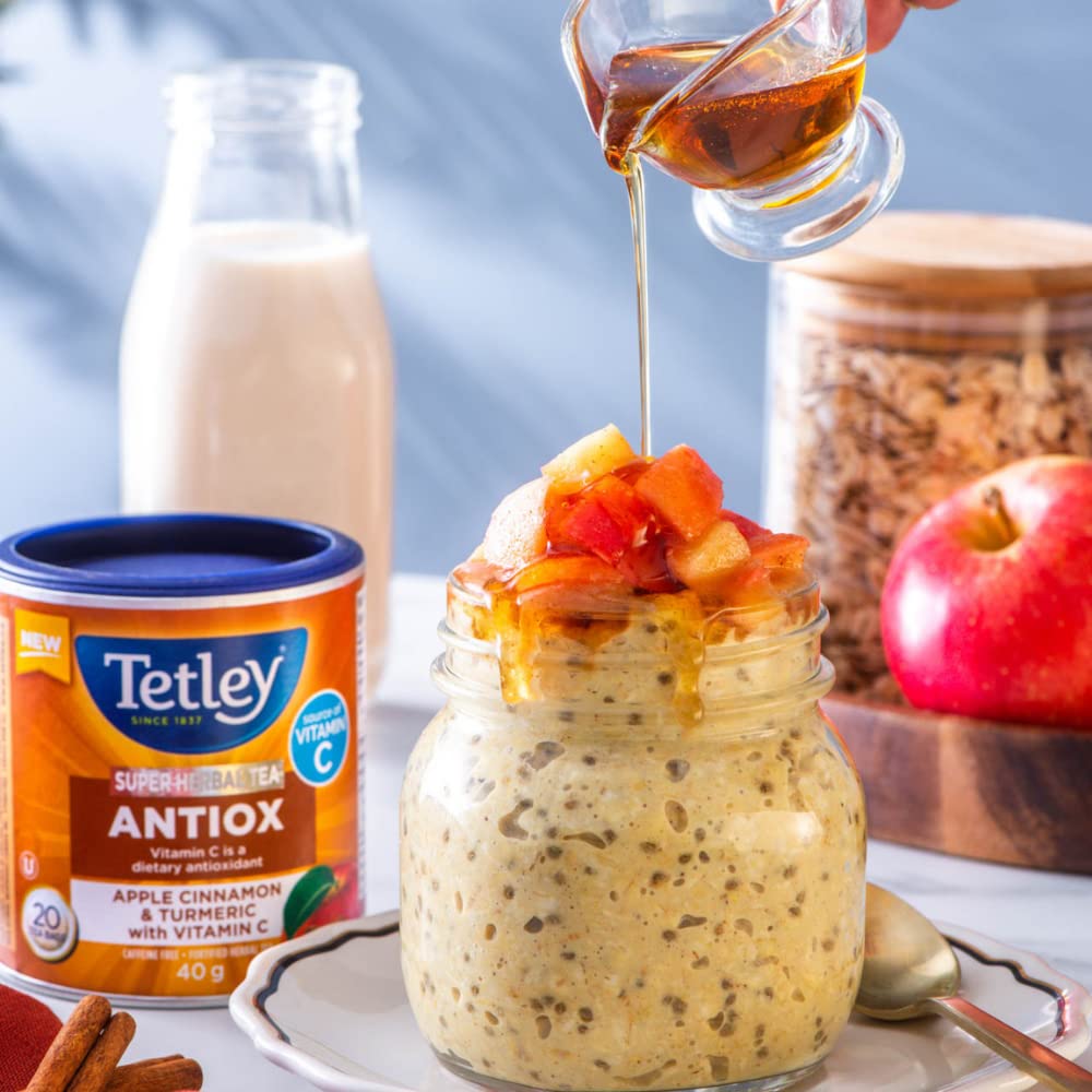 Tetley Super Herbal Antiox Tea: Apple, Cinnamon & Turmeric with Vitamin C - 20 Tea Bags, 40 Grams, Naturally Caffeine Free