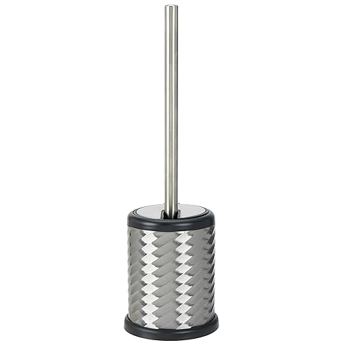 Bath Bliss Self Closing Lid Holder Swirl Toilet Brush in Stainless Steel