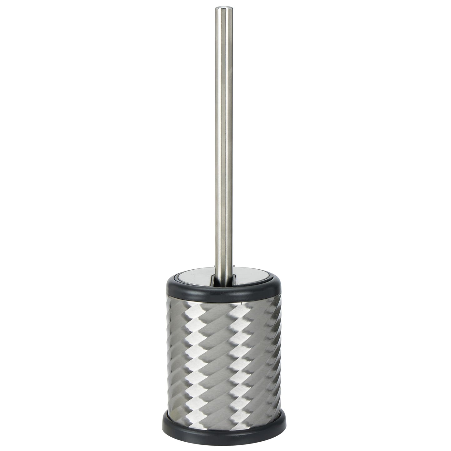 Bath Bliss Self Closing Lid Holder Swirl Toilet Brush in Stainless Steel