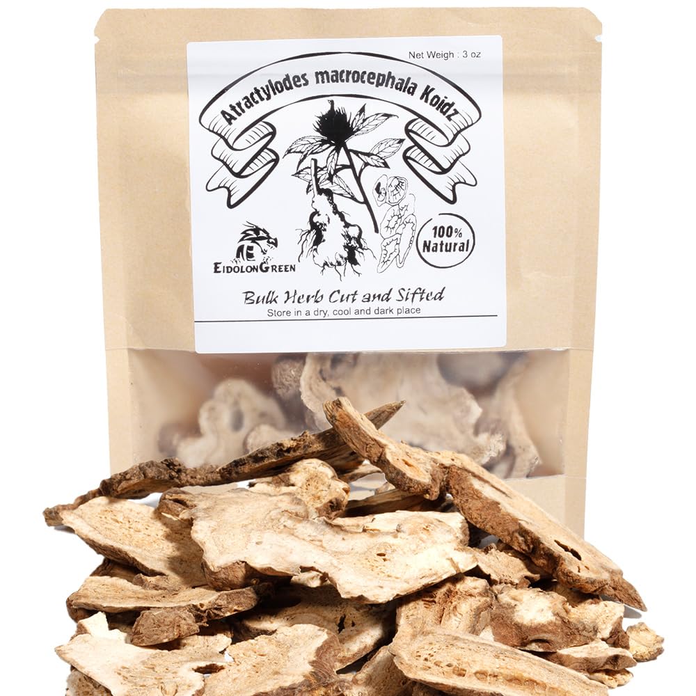 EidolonGreen Atractylodes macrocephala Koidz (Bai Zhu/??/??) - Premium Cut Slices for Tea and Cooking | Dried Chinese Herbs, 88/3 Oz