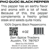 Phú Quoc Organic Black Peppercorns | Zen Spice Traders | 16 Ounce Pack of 1