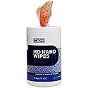DETCO HD Hand & Tool Wipes - Heavy Duty Dual Purpose Cloths for Hands, Tools, & Surface Cleaning - Disposable Waterless Cleaner Towels with Scrubbing