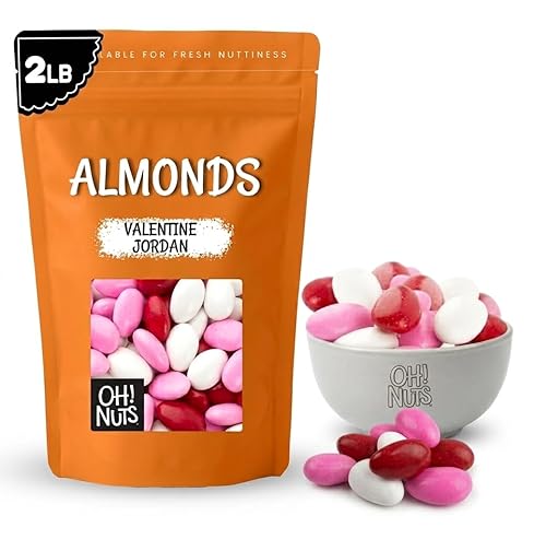 Oh! Nuts Jordan Almonds - Red Pink White - 2 lb - For Easter, Weddings, Baby Showers & Birth - Packed in New York Zip-Seal Bag for Exceptional