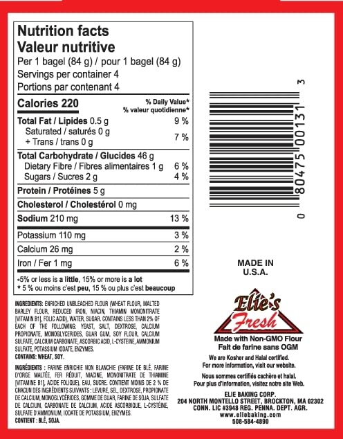 Mixed Case of Elie's Bagels 6 packs per case 4 bagels per pack- 8 Plain, 8 Everything & 8 Sesame-24 total Bagels.