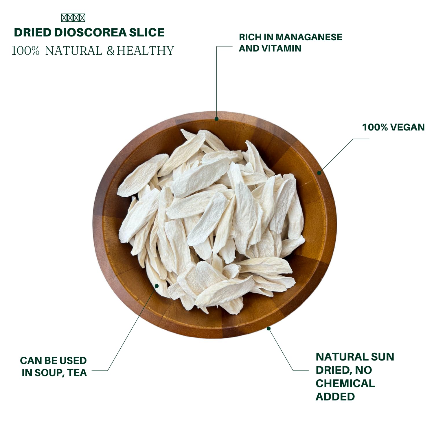 Royal Seafood USA Premium Dried Dioscorea Slice Chinese Yam Slice ??? ?????? ???? ??? ??? ???? (8OZ)