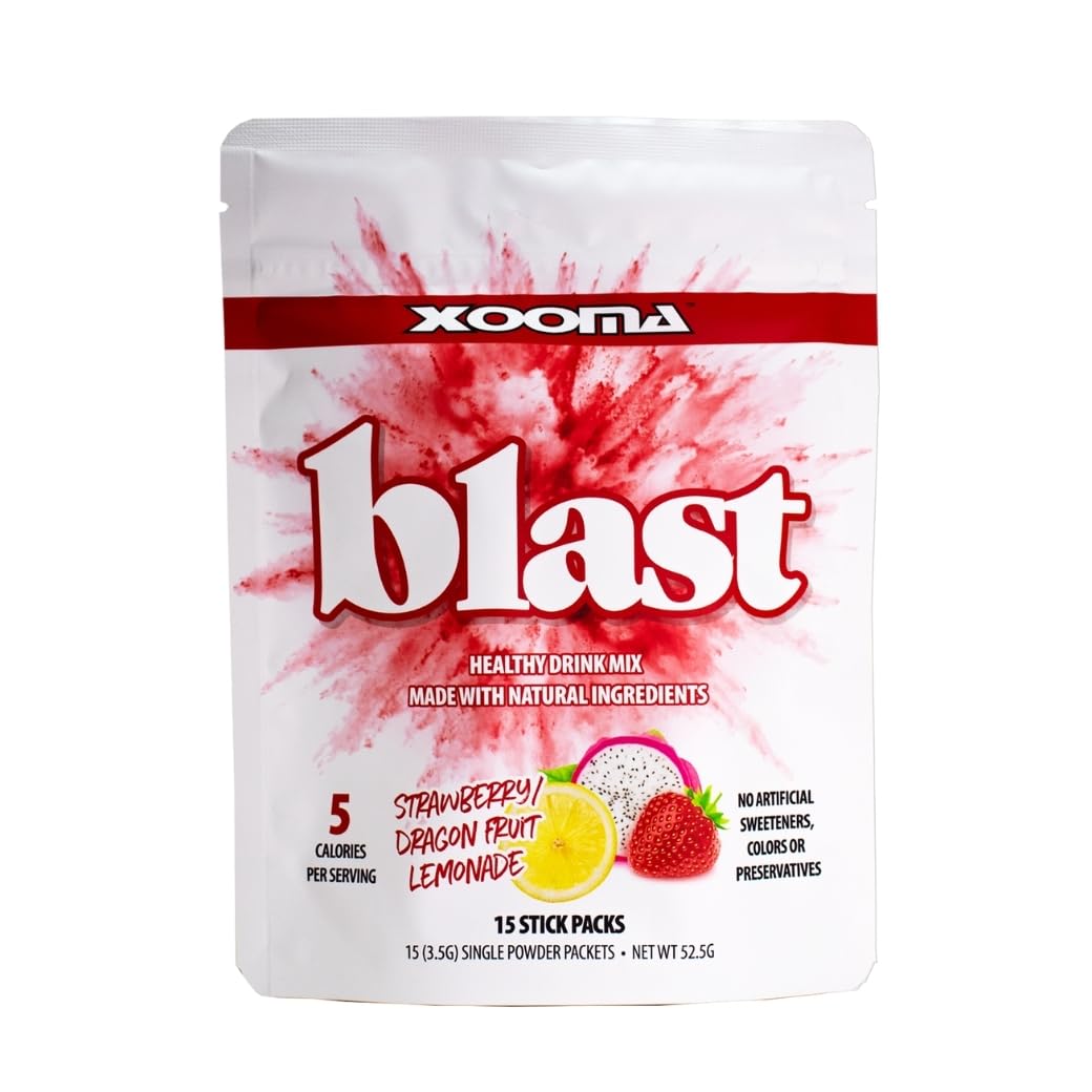 Xooma Blast Sugar Free Drink Mix Sticks - Whole Food Phytonutrient Powder with Immune Supporting Vitamins and Functional Mushroom Blend - Low Calorie