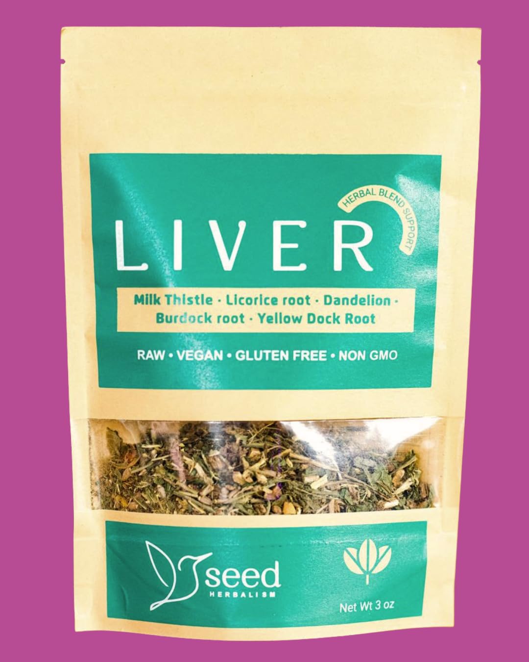 Liver Support Tea - 34 servings per container - Milk thistle, Licorice root, Dandelion, Burdock root, Yellow Dock Root