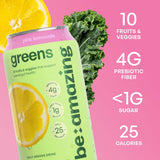 Be Amazing Greens Drink, Pink Lemonade, Ready to Drink, 10 Organic Fruits & Vegetables, Coconut Water, Vitamin C, Prebiotic Fiber, 25 Calories, Low