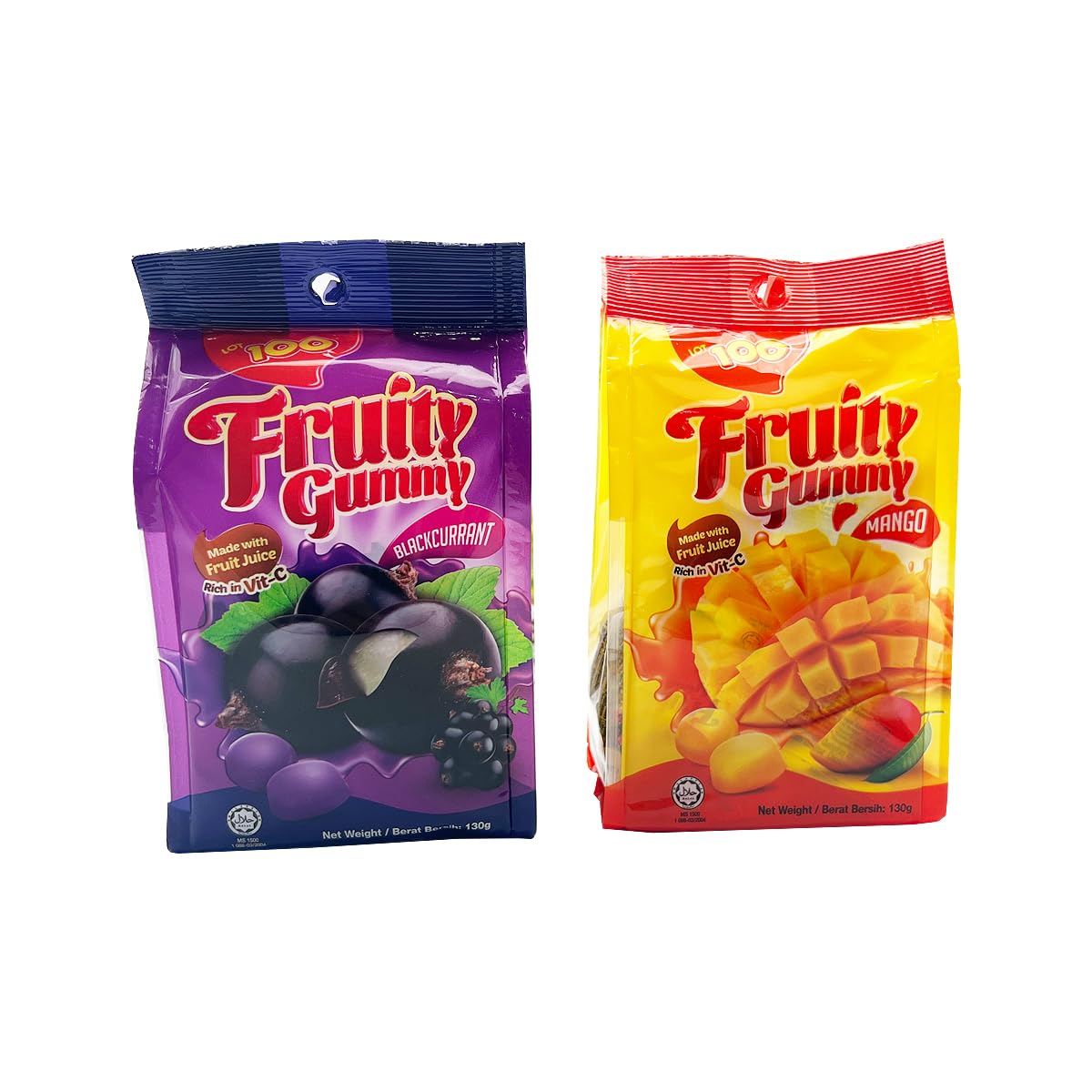 Lot 100 Gummy Chewy Candy Mango Blackcurrant Flavour Halal Snack Sweets Malaysia 150g (5.29oz) (Mango)