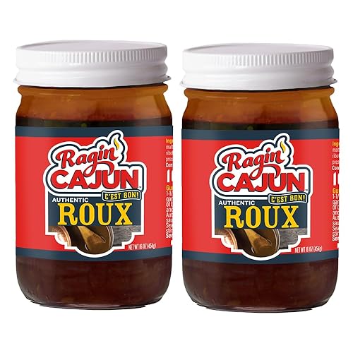 Ragin' Cajun Authentic Roux - 16 oz Jar - Pack of 2, No MSG - Louisiana Cajun Base for Gumbo, Stews & Gravies, Easy to Use