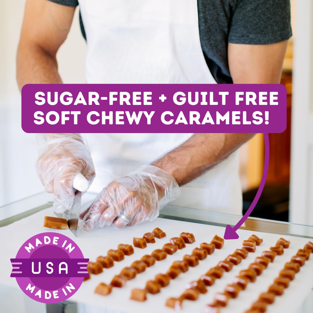 Tom & Jenny's Sugar Free Caramel - Individually Wrapped Sugar Free Candy - Zero Sugar Keto Caramels (Sea Salt & Vanilla Classic Chewy Caramel)