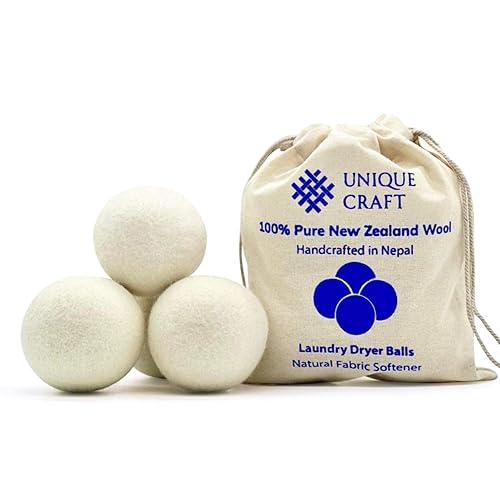 Unique Craft Wool Dryer Balls for Fewer Wrinkles - Reusable Dryer Wool Balls for Saves Drying Time, Chemical-Free Premium New Zealand Fabric Softener