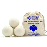 Unique Craft Wool Dryer Balls for Fewer Wrinkles - Reusable Dryer Wool Balls for Saves Drying Time, Chemical-Free Premium New Zealand Fabric Softener