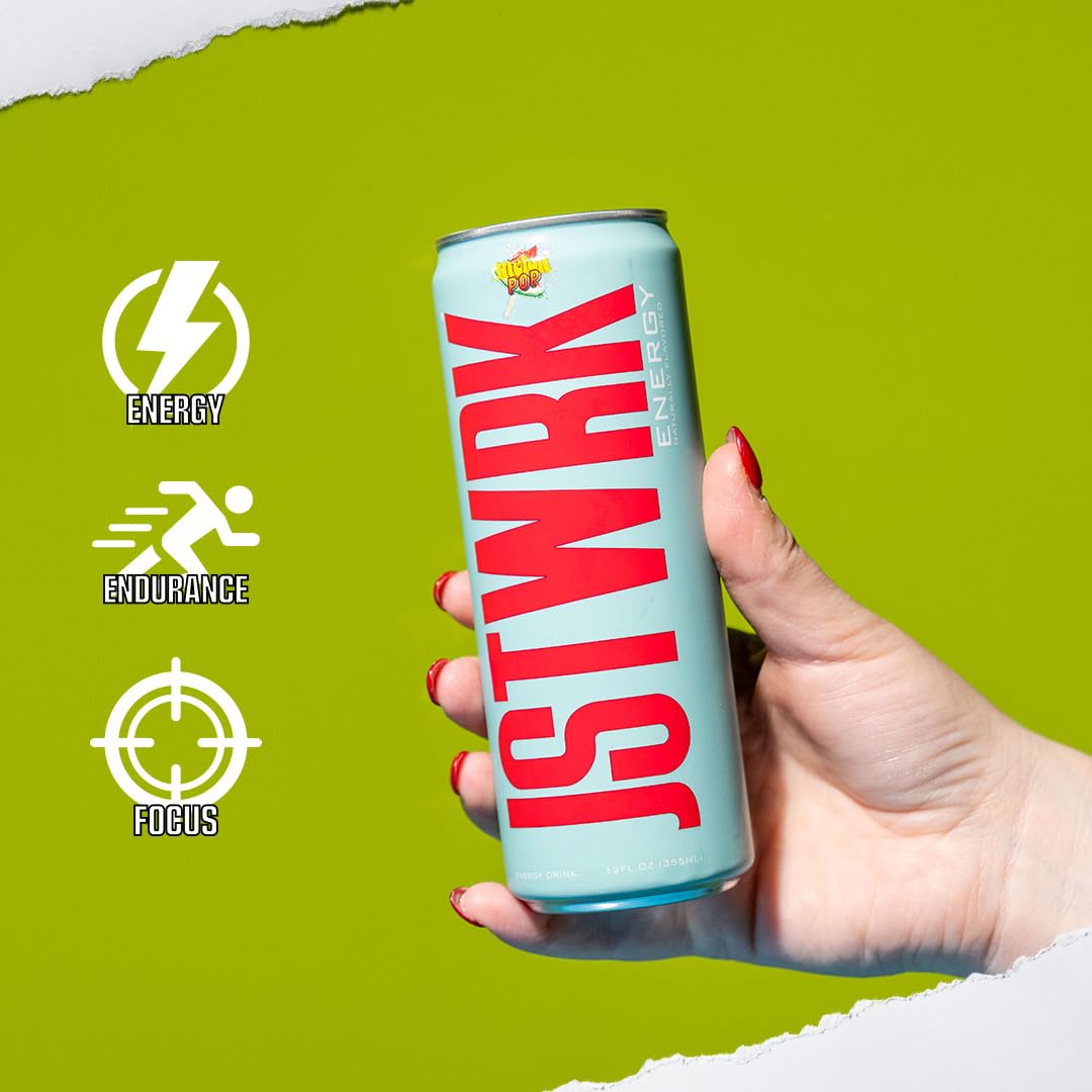 JST WRK Energy Drink - 12-Pack, Sugar-Free, Zero Calories, No Sugar Alcohols, 12 Fl Oz., 200 milligrams Caffeine (Melon Pop)