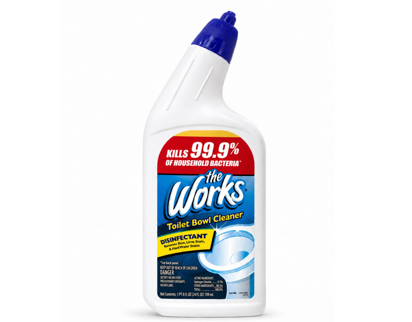 The Works Toilet Bowl Cleaner Disinfectant Removes Rust Lime Scale and Hard Water Stains Kills 99.9% of Household Bacteria 24 fl oz (Pack of 6)