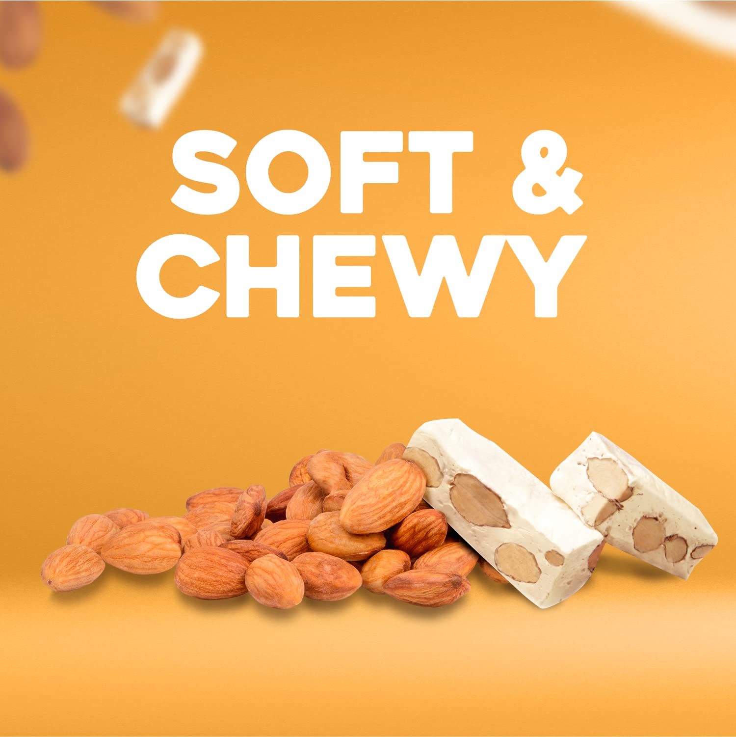 Golden Bonbon Italian Soft Orange Almond Nougat Candy, Individually Packed Chewy, Gluten Free Nougat, Full of Almonds, Halal Candy 3.53 Ounces (Almond