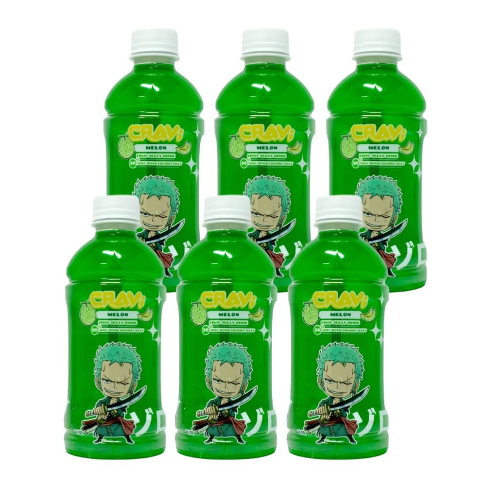 CRAVI One Piece Coconut Jelly Fruit Drinks (Contains 30% Juice) (6, Melon)