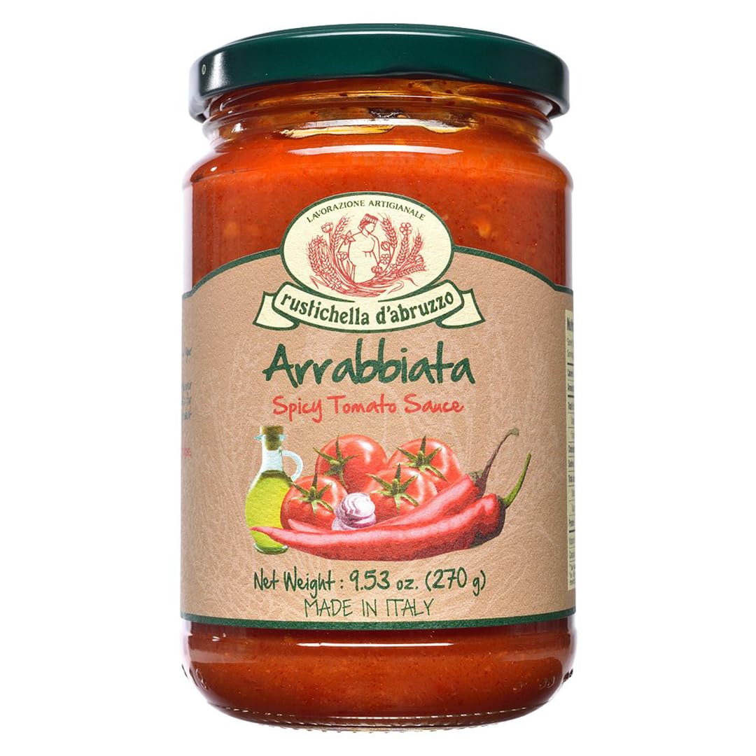 Rustichella d'Abruzzo Arrabbiata Sauce | Authentic Spicy Tomato Sauce with Extra Virgin Olive Oil, Chili, Garlic & Onions | Perfect for Pasta, Pizza