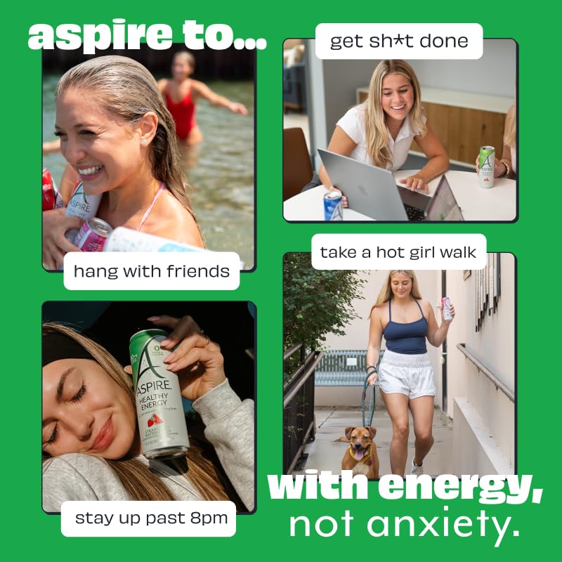 ASPIRE® Apple Acai, Healthy Energy Drink 80mg Natural Caffeine, Zero Sugar No Carbs Keto Friendly, 12 Pack Green Tea Sugar Free Drink Low Caffeine