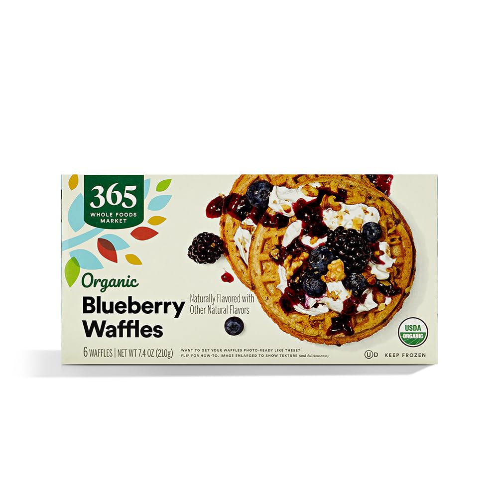 365 by Whole Foods Market, Organic Blueberry Waffles, 6 Pack, 7.4 oz