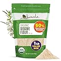 Kevala Organic Sesame Flour - 50% Protein Flour Made with Non GMO Sesame Seeds, With Mild Sesame Flavor, Vegan Protein Source, For Making Bread