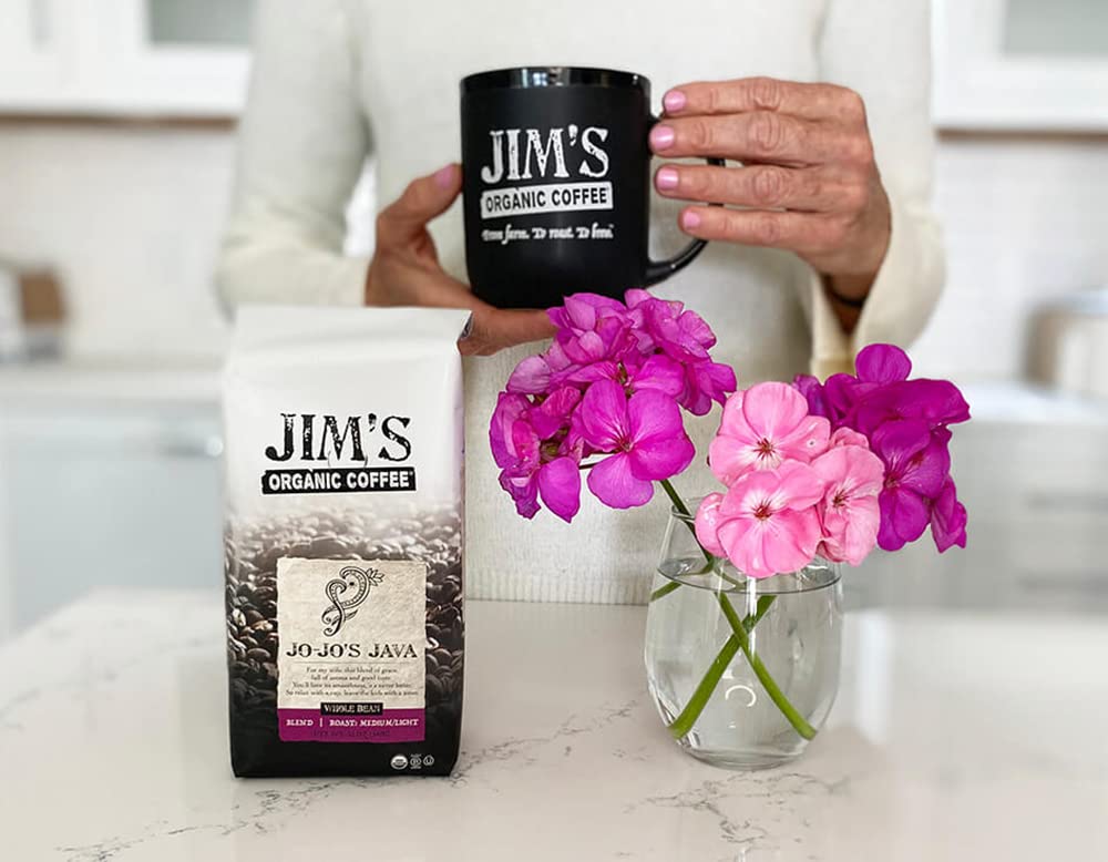 Jim’s Organic Coffee - Jo-Jo’s Java Blend - Medium/Light Roast, Whole Bean, 12 oz Bag