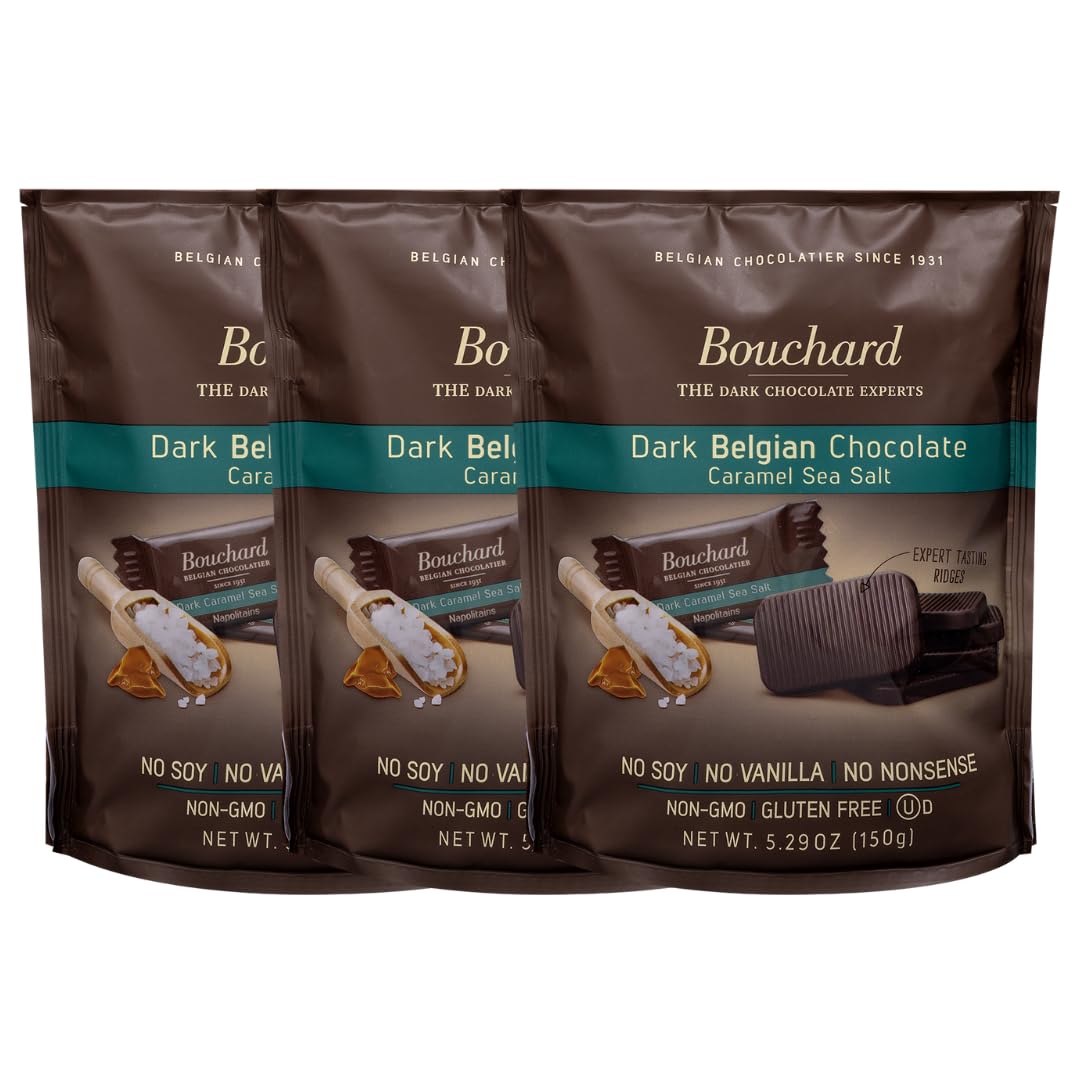 Bouchard Belgian Dark Chocolate with Caramel & Sea Salt (5.29 OZ / 150g) (Pack of 2)
