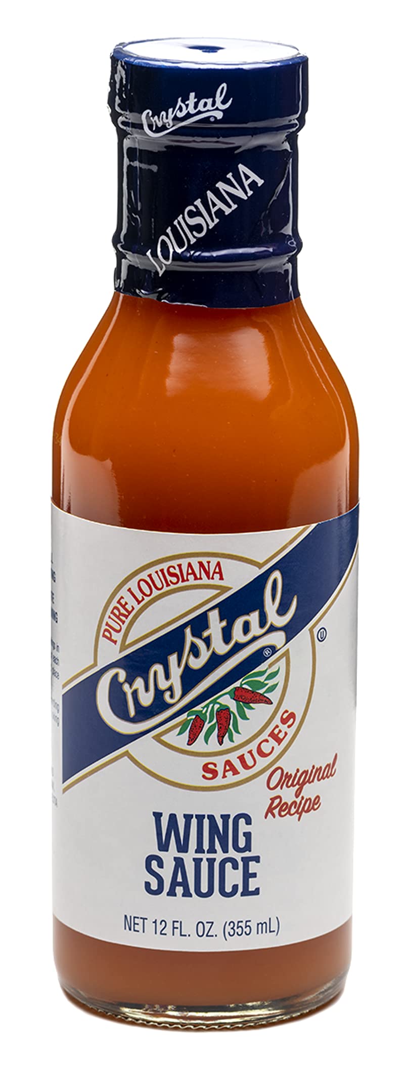 Crystal Pure Louisiana Original Wing Sauce, 12 Ounces (Pack of 1) - Aged Cayenne Peppers, Buffalo Wing Marinade, Bake, Broil, Grill
