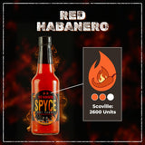 SPYCE Habanero Hot Sauce, Vegan, Gluten Free, Low Sodium, Non-GMO, No MSG, No Sugar, No Filler (10 oz, Red Habanero)
