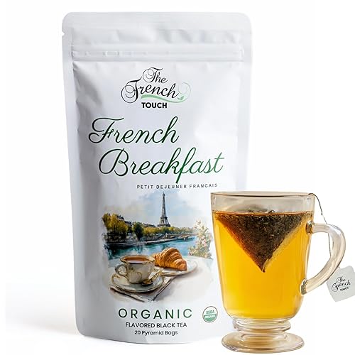 NEW-- The French Touch - French Breakfast ORGANIC | 2.5g x 20 Pyramid Bags | 100% Certified USDA Organic | Plant based tea bags | Select Premium Tea