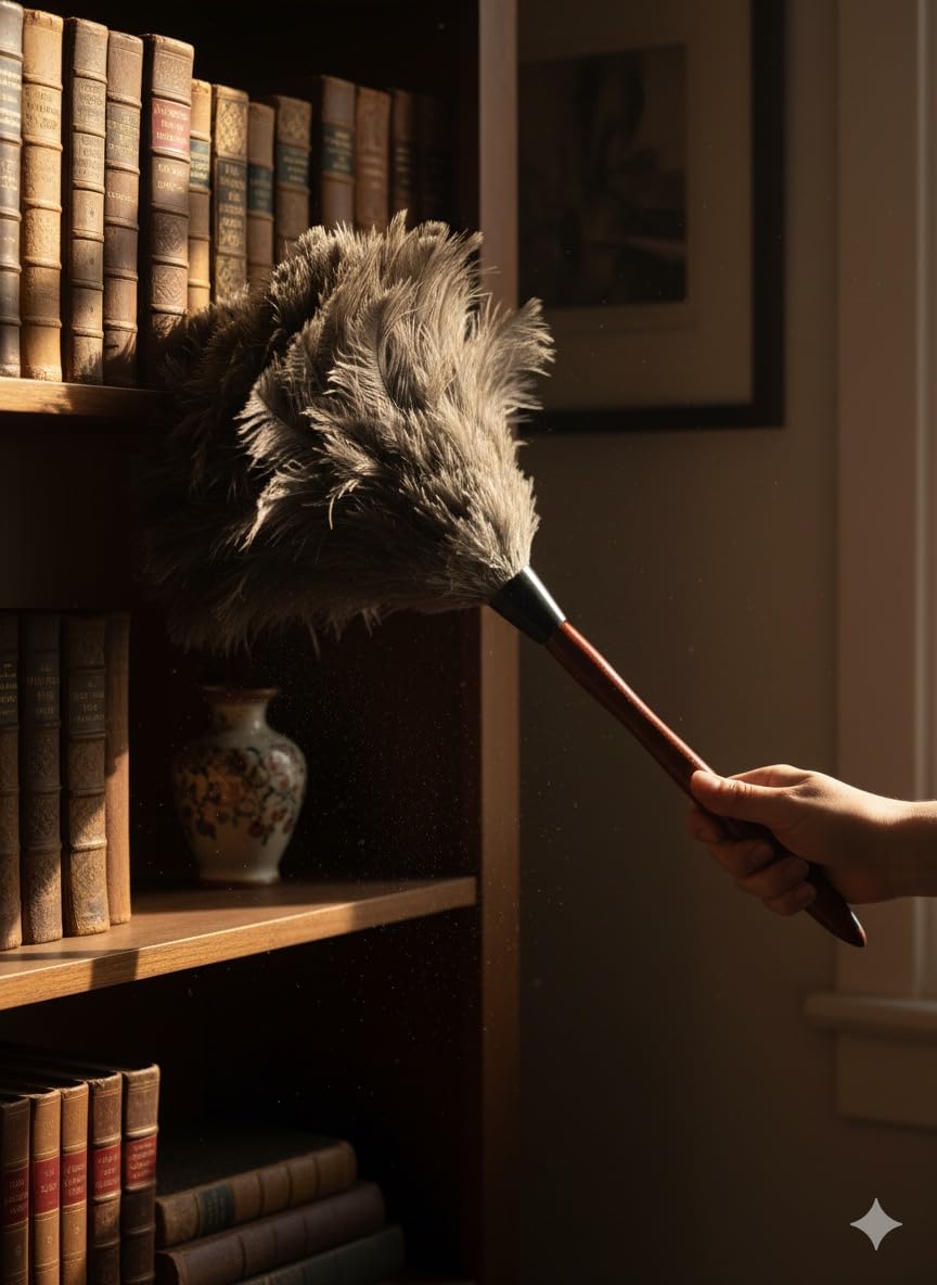 AAYU Feather Duster (36cm) 14.5 inch for Home Cleaning | Soft-Feather Moping and car dusting| Eco-Friendly Genuine Ostrich Dusters with Wooden Handle