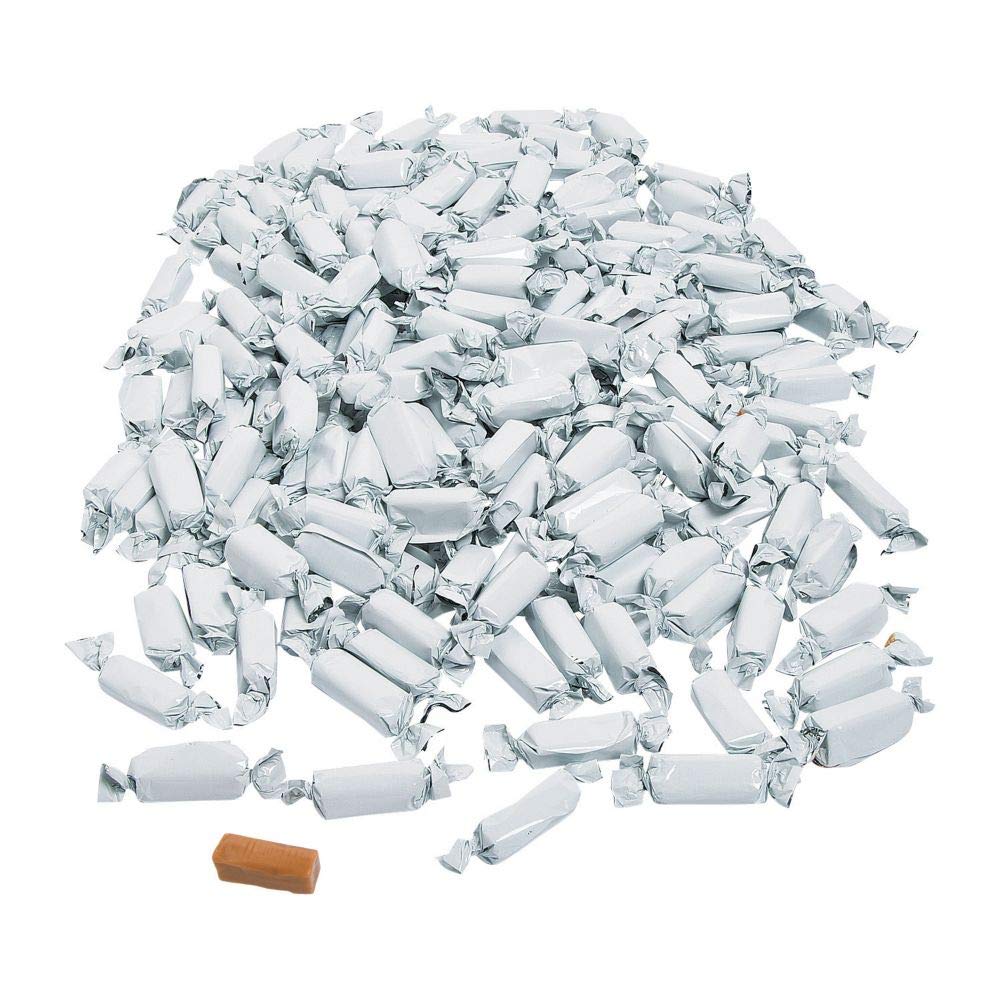 Fun Express Individually Wrapped Candy Caramel Creams - Premium White Foil Wrapped Soft Caramels Bulk 2 Pounds | Perfect for Wedding Candy Buffet