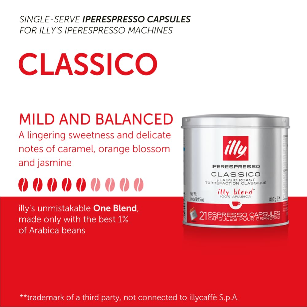 illy Coffee iperEspresso Capsules - Single-Serve Coffee Capsules & Pods - Single Origin Coffee Pods - Classico Medium Roast with Notes of Caramel