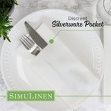SimuLinen White Disposable Dinner Napkins with Pocket for Utensils, Decorative and Absorbent, Paper Napkins for Silverware, 17"x17", Box of 150