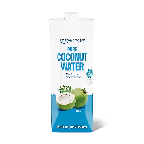 Amazon Fresh, 100% Pure Coconut Water Original, Not from Concentrate, 16.9 Fl Oz