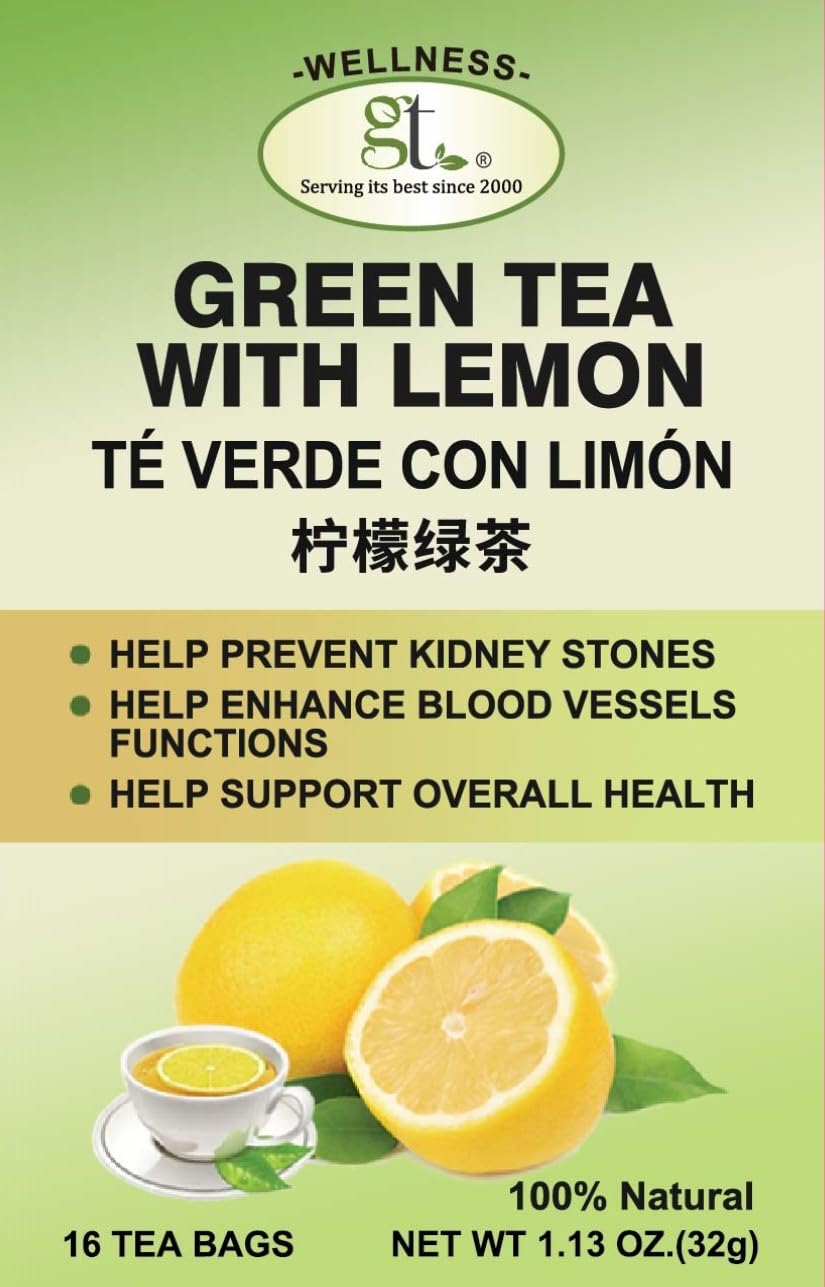 GT Green Tea with Lemon, 1.13 Ounce Box (16 Tea Box)
