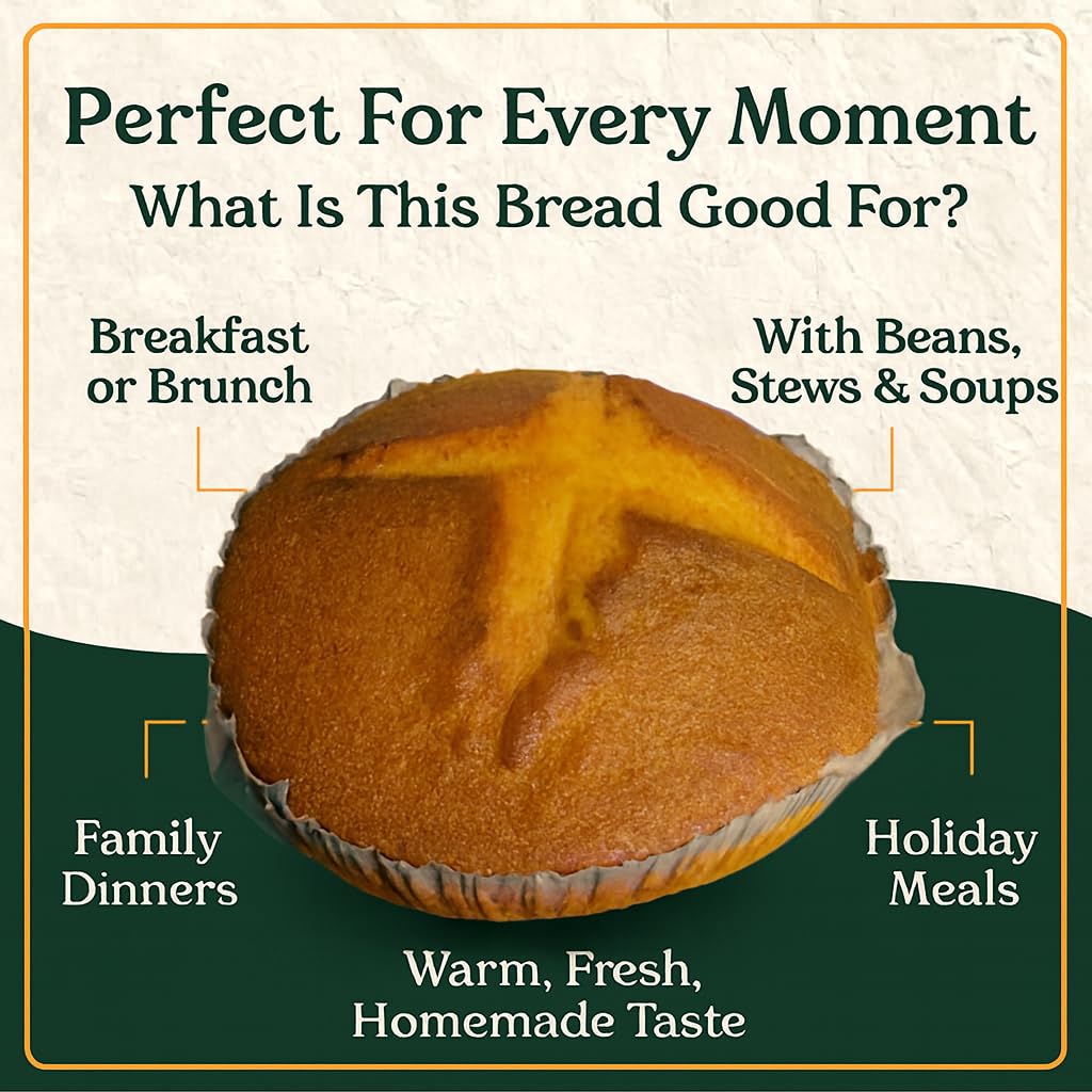 Southern Cornbread Loaf - Sweet Rich Buttery Flavor - Homemade Style - Freshly Baked Whole Perfect for Breakfast, Dinner, or Holiday Meals - Net Wt 1