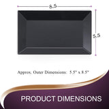 Smarty Had A Party Elegant Disposable Plastic Dessert Plates 120 Pcs - Rectangle Black Salad Appetizer Plate Bulk for Wedding, Birthday, All Occasions