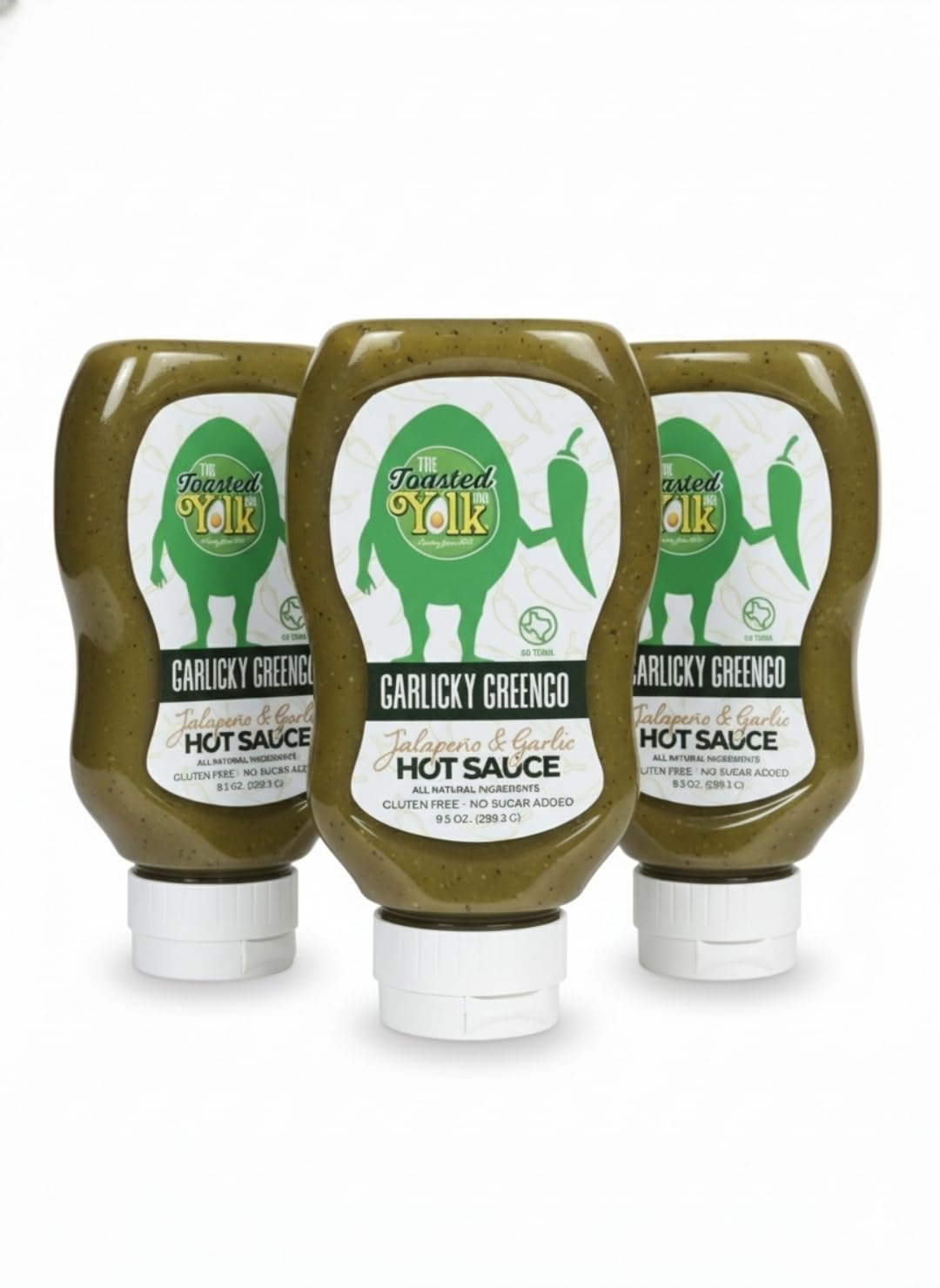Hot Line Pepper Products The Toasted Yolk Cafe Garlicky Greengo Hot Sauce 3-Pack | As Served at The Toasted Yolk Cafe | Fire Roasted Jalapeño & Garlic