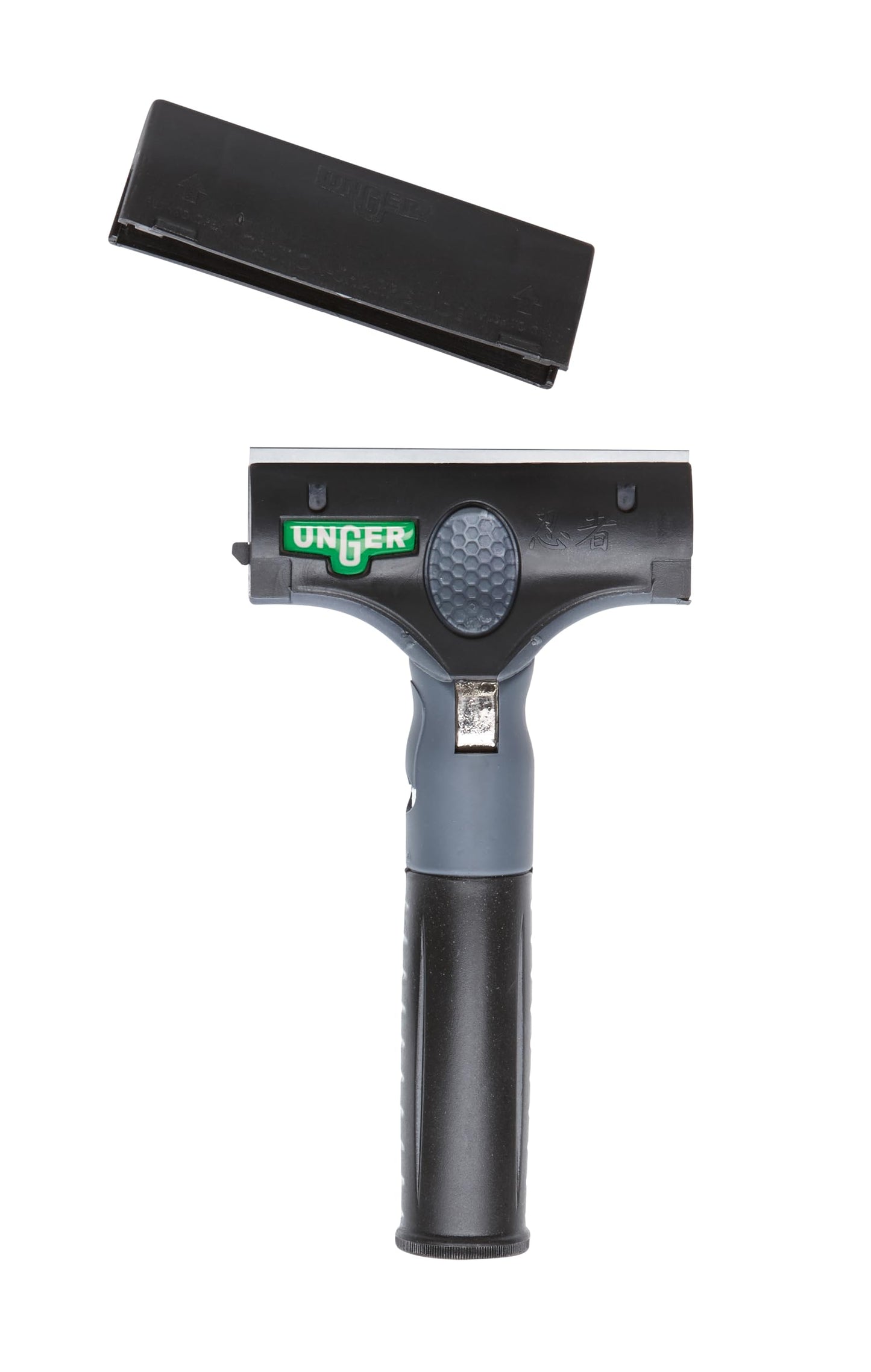 Unger Commercial ErgoTec® Ninja 4" Glass Scraper with Blade and Safety Cap - Adjustable Angle for Efficient Window Cleaning EN100