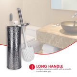 Hammered Toilet Brush Set, By Home Basics | Stainless Steel Toilet Bowl Brush And Holder | Holders For Bathrooms | Chic Toilet Brush Caddy