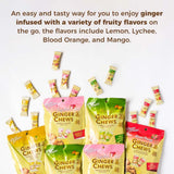 Prince of Peace Ginger Chews Assrted Flavors, 8 oz - Lemon, Lychee, Blood Orange, Mango - Candied Ginger - Candy Pack - Ginger Chews Candy - Natural