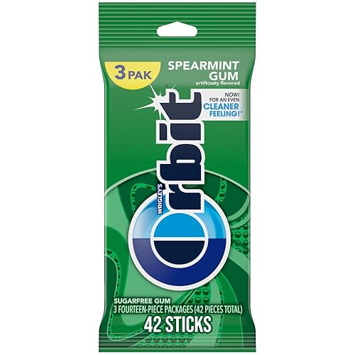 ORBIT Spearmint Sugarless Chewing Gum, 3 Packs of 14-Pieces (42 Total Pieces)