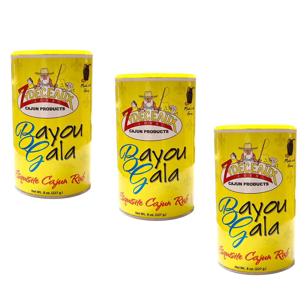 Bayou Gala (Exquisite Cajun Rub) (Pack Of 3) Unique Blend SWEET AND SAVORY Blend from Louisiana (ZERO SUGAR, MADE WITH NATURAL HONEY, NATURAL LEMON