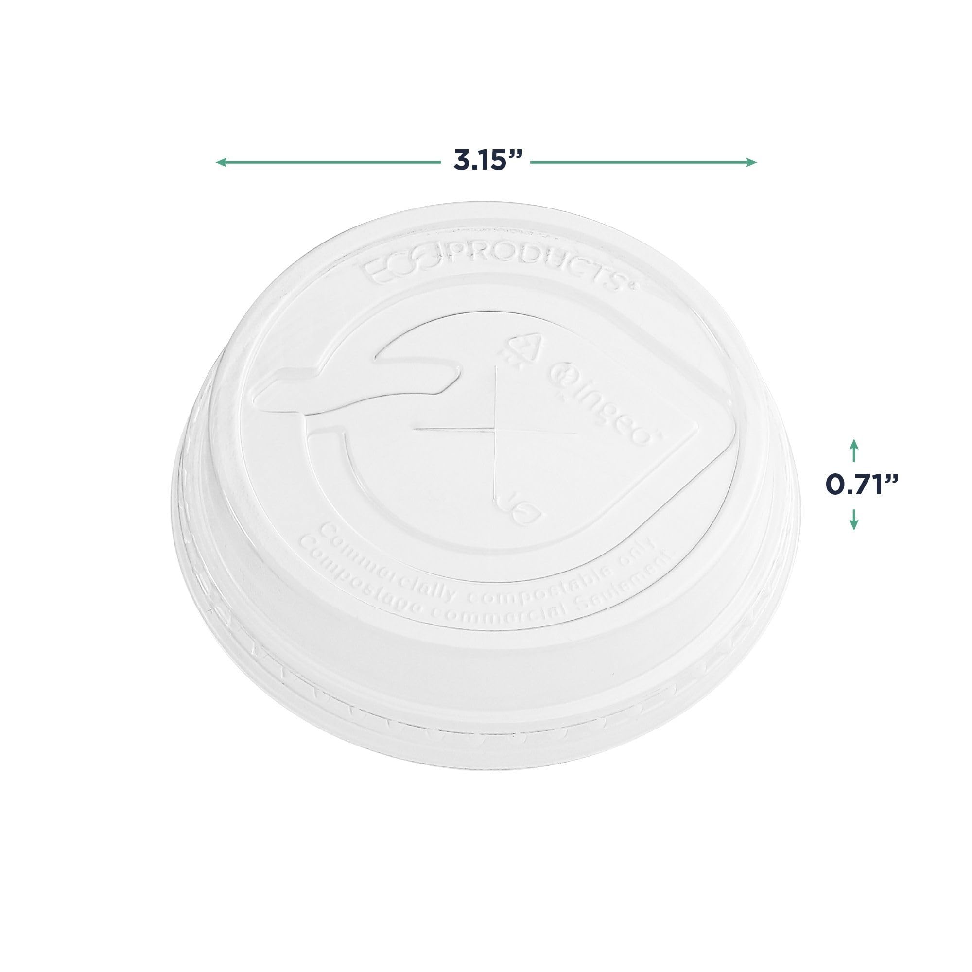 Eco-Products GreenStripe Compostable Plastic Cup Flat Lids, Case of 1000, Perforated Straw Hole, Fits 7 & 10oz Cups, Made From PLA Renewable Plant